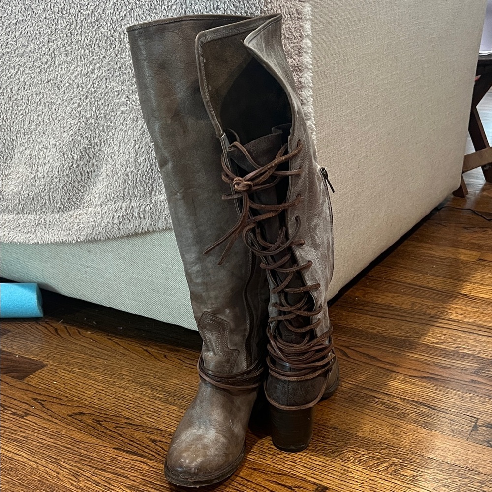 Freebird by Steven Lace-Up Gray Boots